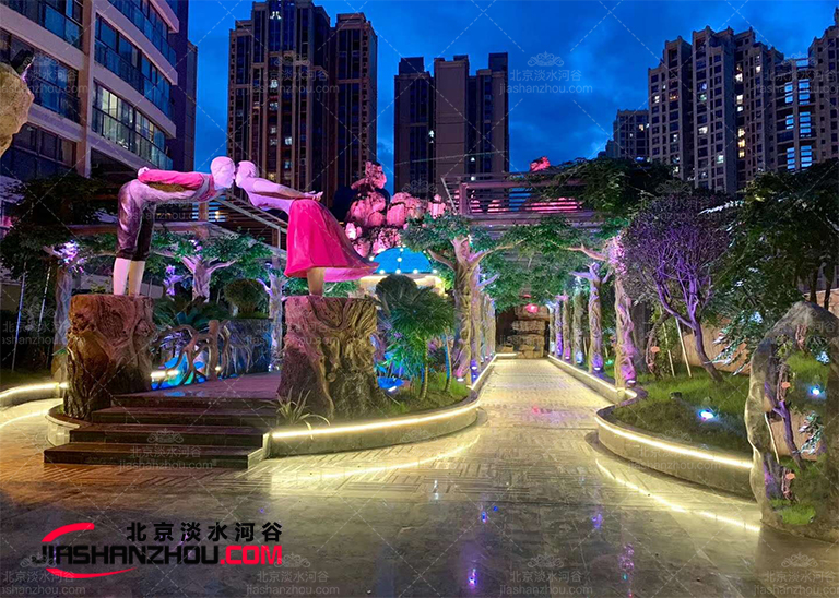 如何給仿真樹增設(shè)燈具照亮通往酒店前門的道路