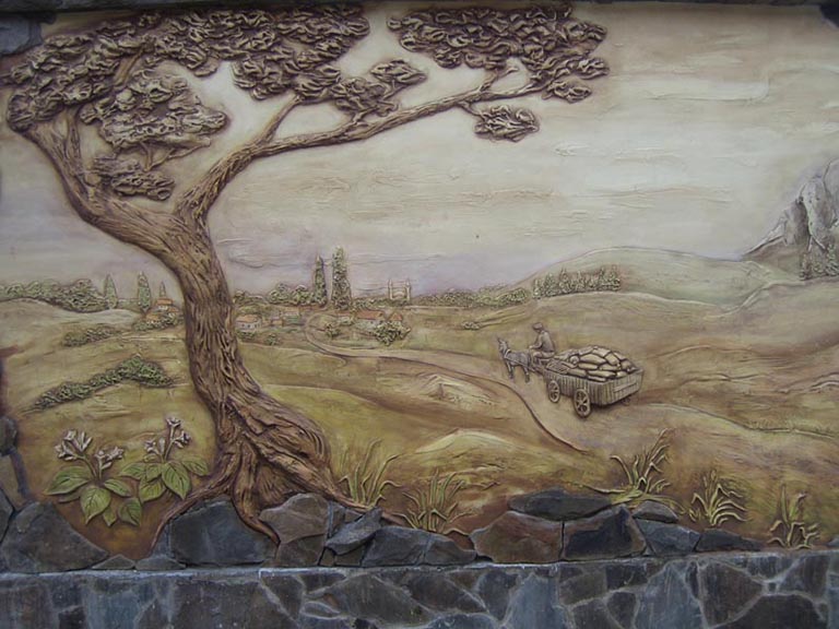 在嬰兒房制作浮雕仿真樹