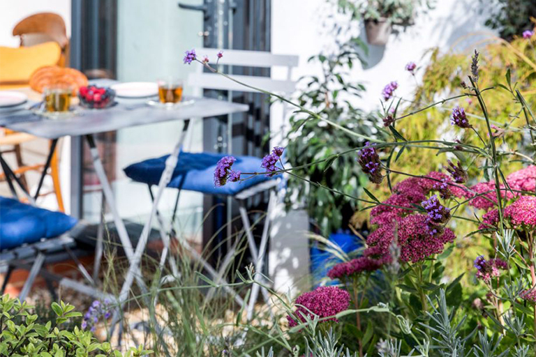 了解如何將城市花園從叢林變成擁有高架床和成熟仿真樹木的綠洲