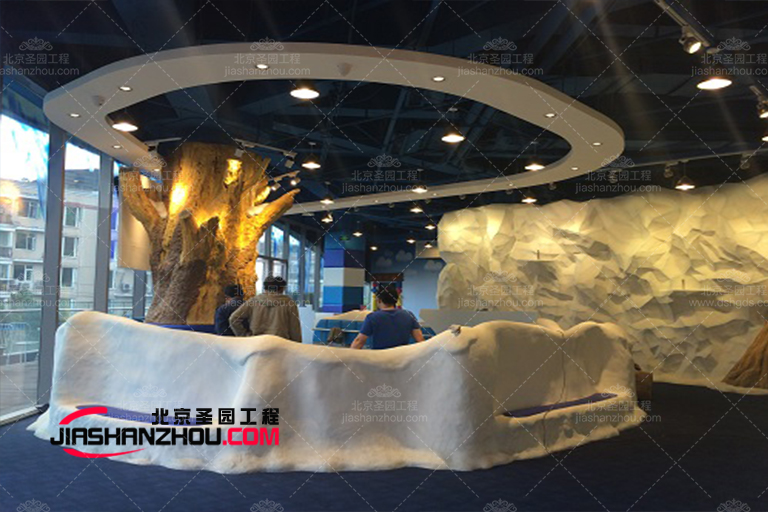 池州齊景甲苑小區室內GRC塑石假山工程順利驗收