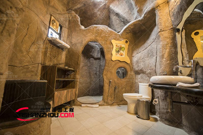 仿真山洞浴室容器水槽設計具體施工過程