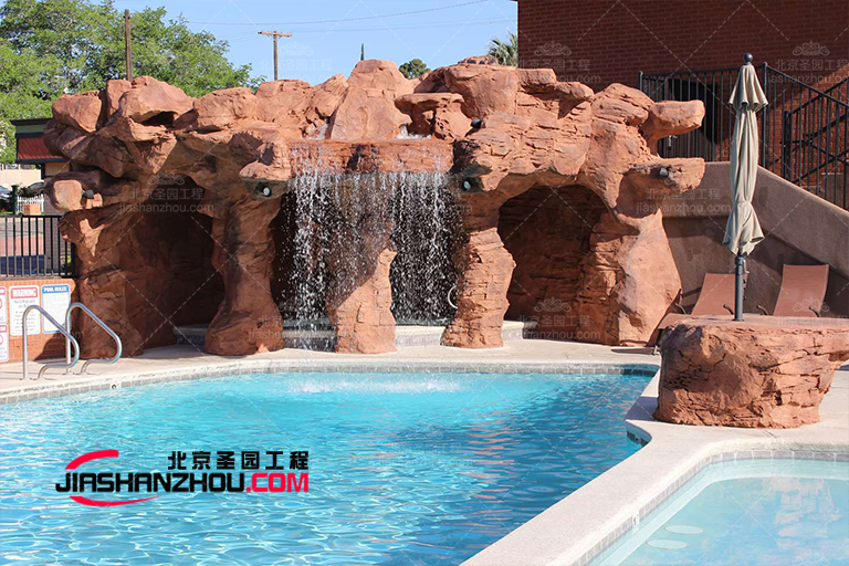無錫錫山景園山莊塑石假山TCP水池景觀制作