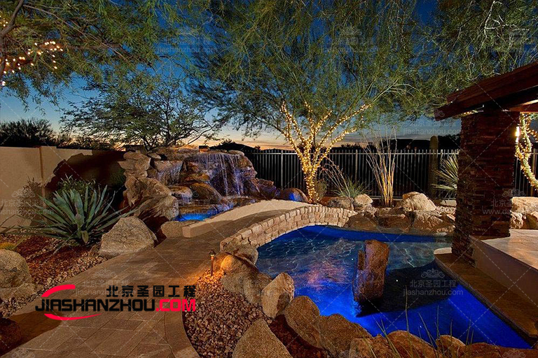 海口觀瀾湖度假區火山巖礦塑石假山水池自然有機