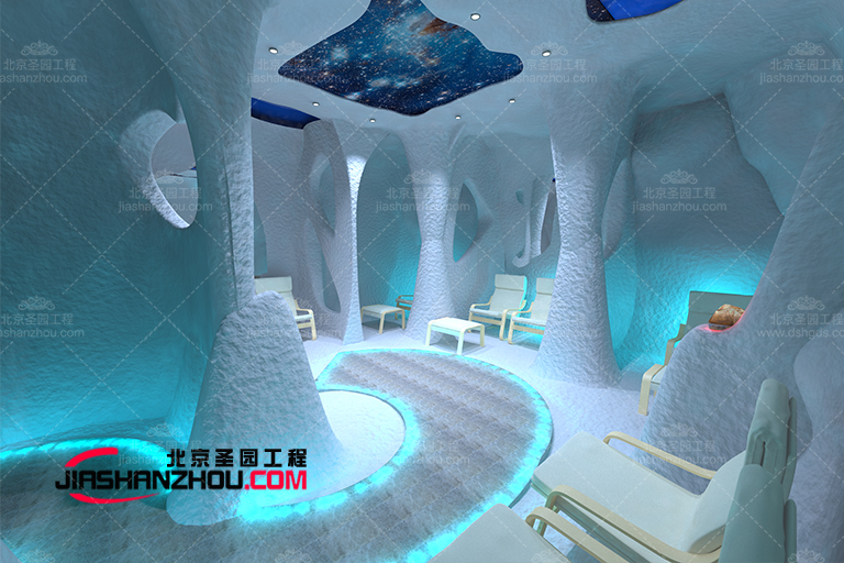 現代喜馬拉雅鹽療房間簡單柔軟放松是養生好選擇