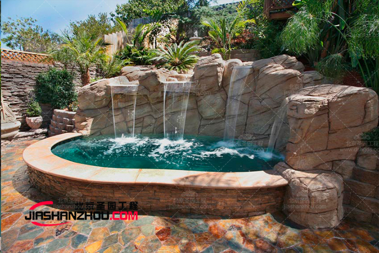 別墅庭院小品之塑石假山水池 千款假山案例