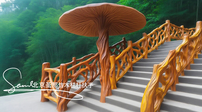 jimeng-2025-06-25-1421-正在施工制作的旅游區(qū)樓梯室外安全圍欄設(shè)計(jì)制作過程，美工正在施工制作，先用鋼筋焊接....jpeg