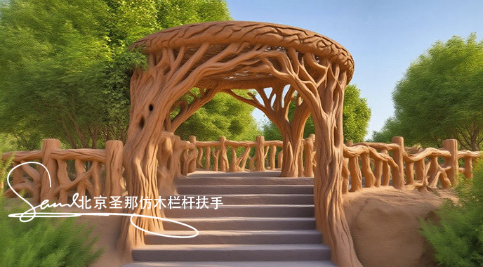 jimeng-2025-06-25-2011-正在施工制作的旅游區樓梯室外安全圍欄設計制作過程，美工正在施工制作，先用鋼筋焊接....jpeg
