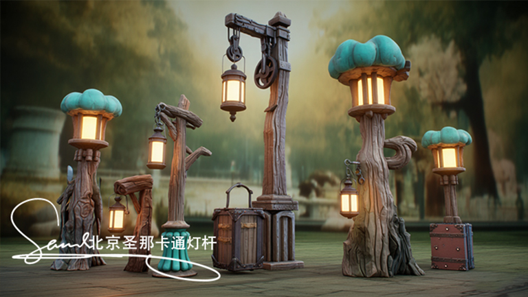 水泥仿木燈桿