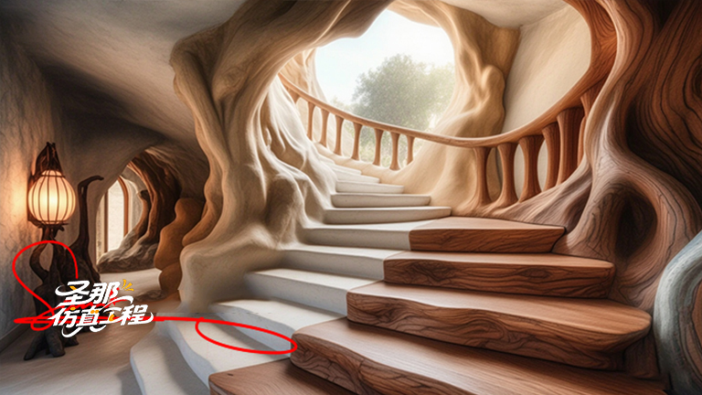 水泥仿木樓梯